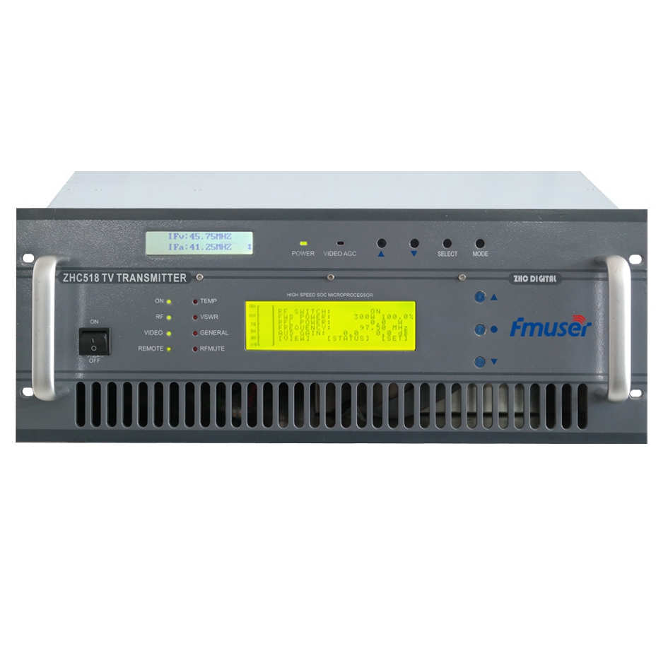 FMUSER FU518A-100W 100Watt TV transmitter UHF/VHF 50Watt 100Watt 300Watt in 19′ rack Professinal designed for TV station